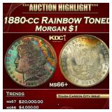 1880-cc Morgan Dollar Rainbow Toned  $1 ms66+ SEGS