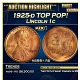 1925-d Lincoln Cent TOP POP! 1c ms66+ rb SEGS