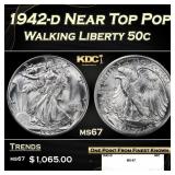 1942-d Walking Liberty Half Dollar Near Top Pop 50