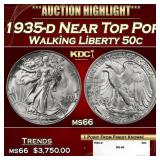 1935-d Walking Liberty Half Dollar Near Top Pop 50