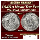 1946-d Walking Liberty Half Dollar Near Top Pop 50