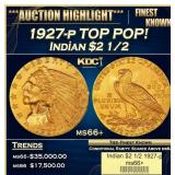 1927-p Gold Indian Quarter Eagle TOP POP! $2 1/2 m