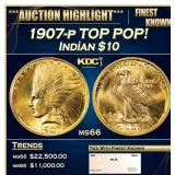 1906-d Gold Liberty Eagle Near Top Pop $10 ms66+ S