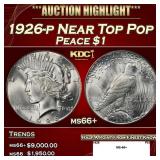 1926-p Peace Dollar Near Top Pop $1 ms66+ SEGS