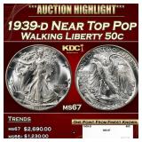 1947-d Walking Liberty Half Dollar TOP POP! 50c ms