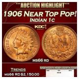 1906 Indian Cent Near Top Pop! 1c ms66 rd SEGS