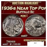 1936-s Buffalo Nickel Near Top Pop 5c ms67 SEGS