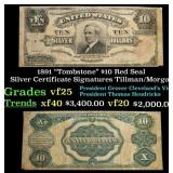 1891 Lyons/Roberts $10 Red Seal Silver Certificate