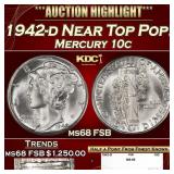 1942-d Mercury Dime Near Top Pop! 10c ms68 FSB SEG