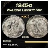 1945-d Walking Liberty Half Dollar 50c Grades ms66
