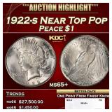 1922-s Peace Dollar Near Top Pop $1 ms65+ SEGS