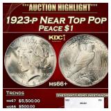 1923-p Peace Dollar Near Top Pop $1 ms66+ SEGS