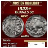 1923-p Buffalo Nickel 5c ms66+ SEGS