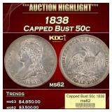 1827/6 Capped Bust Half Dollar 50c ms62 USCG