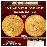 1915-p Gold Indian Quarter Eagle Near Top Pop! $2