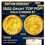 1922 Grant Gold Commem Dollar TOP POP! 1 ms68 SEGS