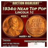 1934-d Lincoln Cent Near Top Pop 1c ms66+ rd SEGS