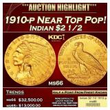 1910-p Gold Indian Quarter Eagle Near Top Pop! $2
