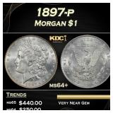 1897-p Morgan Dollar $1 Grades ms64+