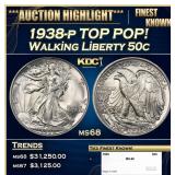 1934-d Walking Liberty Half Dollar TOP POP! 50c ms