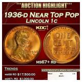 1936-d Lincoln Cent Near Top Pop 1c ms67+ rd SEGS