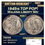 1945-s Walking Liberty Half Dollar TOP POP! 50c ms