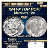 1941-p Mercury Dime TOP POP! 10c ms68+ FSB SEGS