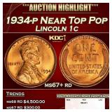 1934-p Lincoln Cent Near Top Pop 1c ms67+ rd SEGS