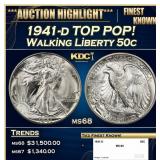 1941-d Walking Liberty Half Dollar TOP POP! 50c ms