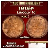 1915-p Lincoln Cent 1c ms66 rd SEGS