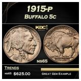 1915-p Buffalo Nickel 5c Grades ms65