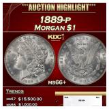 1882-p Morgan Dollar Toned Near Top Pop $1 ms66+ S