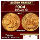 1904 Indian Cent . 1c ms66 rd SEGS