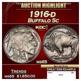 1916-d Buffalo Nickel 5c ms65 SEGS