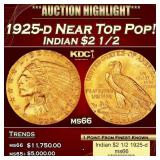 1925-d Gold Indian Quarter Eagle Near Top Pop! $2