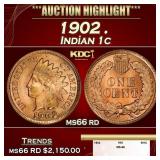 1902 Indian Cent . 1c ms66 rd SEGS