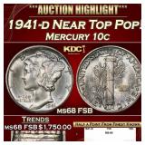 1941-d Mercury Dime Near Top Pop! 10c ms68 FSB SEG