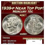 1939-p Mercury Dime Near Top Pop! 10c ms68+ SEGS