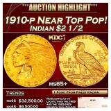 1910-p Gold Indian Quarter Eagle Near Top Pop! $2
