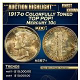 1917-d Mercury Dime Colorfully Toned TOP POP! 10c