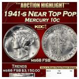 1941-s Mercury Dime Near Top Pop! 10c ms68 FSB SEG