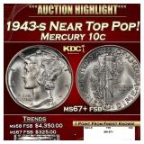 1943-s Mercury Dime Near Top Pop! 10c ms67+ fsb SE