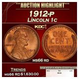 1912-p Lincoln Cent 1c ms66 rd SEGS
