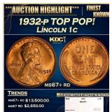 1932-p Lincoln Cent TOP POP! 1c ms67+ rd SEGS