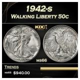 1942-s Walking Liberty Half Dollar 50c Grades ms66