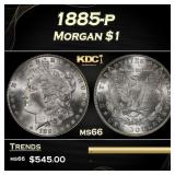 1885-p Morgan Dollar $1 Grades ms66