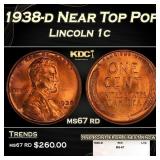 1938-d Lincoln Cent Near Top Pop 1c ms67 rd SEGS