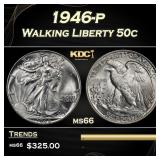 1946-p Walking Liberty Half Dollar 50c Grades ms66