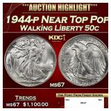 1944-p Walking Liberty Half Dollar Near Top Pop 50