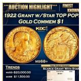1922 Grant w/Star Gold Commem Dollar TOP POP! 1 ms